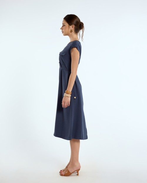 SIXDO G-Navy Khaki Loose Dress